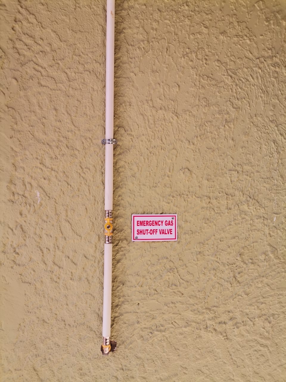 Emergency gas shut-off valve and pressure testing point for gas leak safety inspection